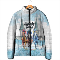 Kentucky Horse Racing Personalized Padded Jacket Churchill Downs Roses Pastel Blue