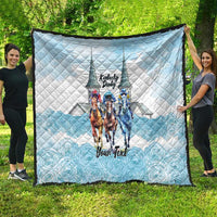 Kentucky Horse Racing Personalized Quilt Churchill Downs Roses Pastel Blue