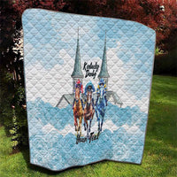 Kentucky Horse Racing Personalized Quilt Churchill Downs Roses Pastel Blue