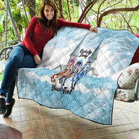 Kentucky Horse Racing Personalized Quilt Churchill Downs Roses Pastel Blue