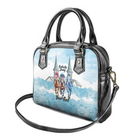 Kentucky Horse Racing Personalized Shoulder Handbag Churchill Downs Roses Pastel Blue