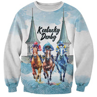 Kentucky Horse Racing Personalized Sweatshirt Churchill Downs Roses Pastel Blue