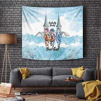 Kentucky Horse Racing Personalized Tapestry Churchill Downs Roses Pastel Blue