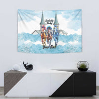 Kentucky Horse Racing Personalized Tapestry Churchill Downs Roses Pastel Blue