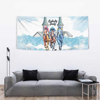 Kentucky Horse Racing Personalized Tapestry Churchill Downs Roses Pastel Blue