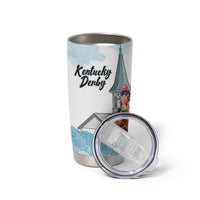 Kentucky Horse Racing Personalized Tumbler Cup Churchill Downs Roses Pastel Blue