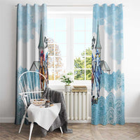 Kentucky Horse Racing Personalized Window Curtain Churchill Downs Roses Pastel Blue