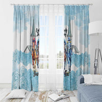 Kentucky Horse Racing Personalized Window Curtain Churchill Downs Roses Pastel Blue