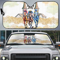 Kentucky Horse Racing Personalized Auto Sun Shade Churchill Downs Roses Pastel Yellow