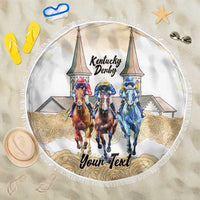 Kentucky Horse Racing Personalized Beach Blanket Churchill Downs Roses Pastel Yellow