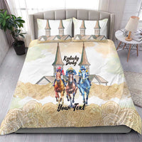 Kentucky Horse Racing Personalized Bedding Set Churchill Downs Roses Pastel Yellow