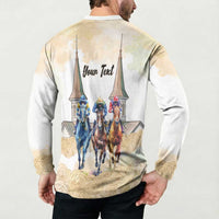 Kentucky Horse Racing Personalized Button Sweatshirt Churchill Downs Roses Pastel Yellow