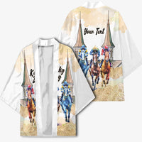 Kentucky Horse Racing Personalized Kimono Churchill Downs Roses Pastel Yellow