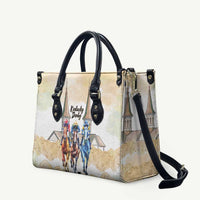 Kentucky Horse Racing Personalized Leather Bag Churchill Downs Roses Pastel Yellow
