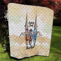 Kentucky Horse Racing Personalized Quilt Churchill Downs Roses Pastel Yellow