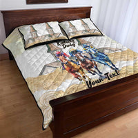 Kentucky Horse Racing Personalized Quilt Bed Set Churchill Downs Roses Pastel Yellow