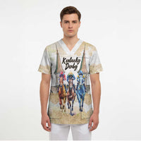 Kentucky Horse Racing Personalized Scrub Top Churchill Downs Roses Pastel Yellow