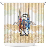Kentucky Horse Racing Personalized Shower Curtain Churchill Downs Roses Pastel Yellow