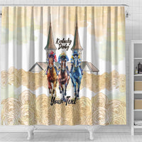 Kentucky Horse Racing Personalized Shower Curtain Churchill Downs Roses Pastel Yellow