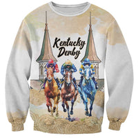 Kentucky Horse Racing Personalized Sweatshirt Churchill Downs Roses Pastel Yellow