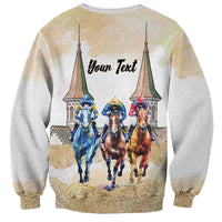 Kentucky Horse Racing Personalized Sweatshirt Churchill Downs Roses Pastel Yellow