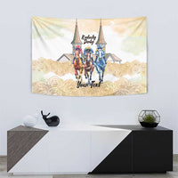 Kentucky Horse Racing Personalized Tapestry Churchill Downs Roses Pastel Yellow