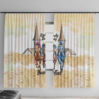 Kentucky Horse Racing Personalized Window Curtain Churchill Downs Roses Pastel Yellow