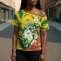 Togo Independence Day Cross Shoulder Shirt Lion and Rose Proud To Be Togolese