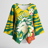 Togo Independence Day Kimono Sleeve Blouse Lion and Rose Proud To Be Togolese