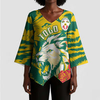 Togo Independence Day Kimono Sleeve Blouse Lion and Rose Proud To Be Togolese