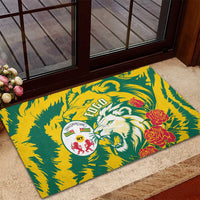 Togo Independence Day Rubber Doormat Lion and Rose Proud To Be Togolese