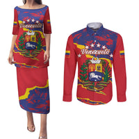 Red Venezuela crest grunge couples set: pulletasi dress and button shirt