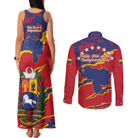Venezuela Independence Day Couples Matching Tank Maxi Dress and Long Sleeve Button Shirt Feliz Dia de la Independencia Grunge Style - Wonder Print Shop