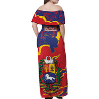 Venezuela Independence Day Family Matching Off Shoulder Maxi Dress and Hawaiian Shirt Feliz Dia de la Independencia Grunge Style - Wonder Print Shop