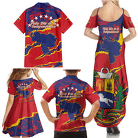 Venezuela Independence Day Family Matching Summer Maxi Dress and Hawaiian Shirt Feliz Dia de la Independencia Grunge Style - Wonder Print Shop