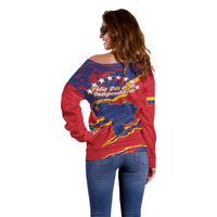 Venezuela Independence Day Off Shoulder Sweater Feliz Dia de la Independencia Grunge Style - Wonder Print Shop