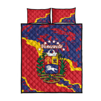 Venezuela Independence Day Quilt Bed Set Feliz Dia de la Independencia Grunge Style - Wonder Print Shop
