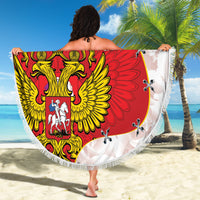 Russia Independence Day Beach Blanket Coat Of Arms With Map - Wonder Print Shop