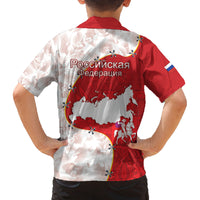 Russia Independence Day Family Matching Long Sleeve Bodycon Dress and Hawaiian Shirt Coat Of Arms With Map - Wonder Print Shop