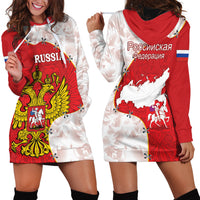Russia Independence Day Hoodie Dress Coat Of Arms With Map - Wonder Print Shop