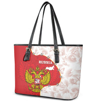 Russia Independence Day Leather Tote Bag Coat Of Arms With Map - Wonder Print Shop
