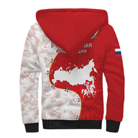 Russia Independence Day Sherpa Hoodie Coat Of Arms With Map - Wonder Print Shop