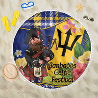 Barbados Celtic 2025 Festival Beach Blanket Scottish Man With Bagpipes