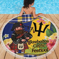 Barbados Celtic 2025 Festival Beach Blanket Scottish Man With Bagpipes