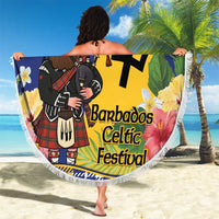 Barbados Celtic 2025 Festival Beach Blanket Scottish Man With Bagpipes