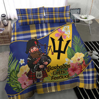 Barbados Celtic 2025 Festival Bedding Set Scottish Man With Bagpipes