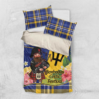 Barbados Celtic 2025 Festival Bedding Set Scottish Man With Bagpipes