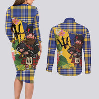Barbados Celtic 2025 Festival Couples Matching Long Sleeve Bodycon Dress and Long Sleeve Button Shirt Scottish Man With Bagpipes