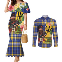 Barbados Celtic 2025 Festival Couples Matching Mermaid Dress and Long Sleeve Button Shirt Scottish Man With Bagpipes