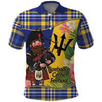 Barbados Celtic 2025 Festival Polo Shirt Scottish Man With Bagpipes